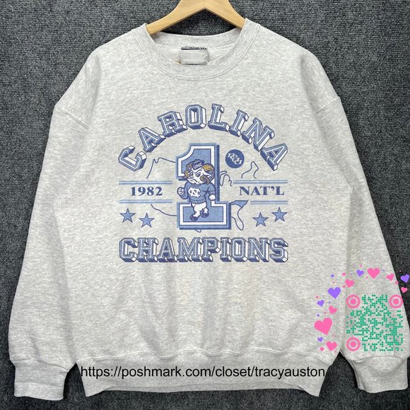 Vintage North Carolina Tar Heels Sweatshirt, UNC 1982 NAT'L Champions Shirt tee - Picture 1 of 2